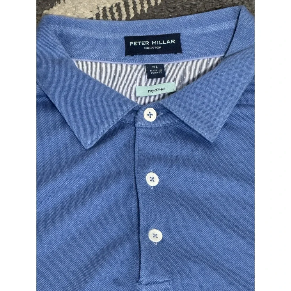 Peter Millar Polo Shirt Mens XL Blue Summer Comfort Perfect Pique Collection - Picture 2 of 7